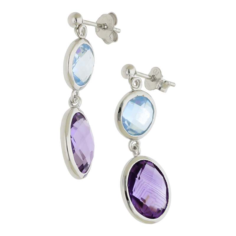 Amethyst Blautopas Ohrhänger 925/ Silber