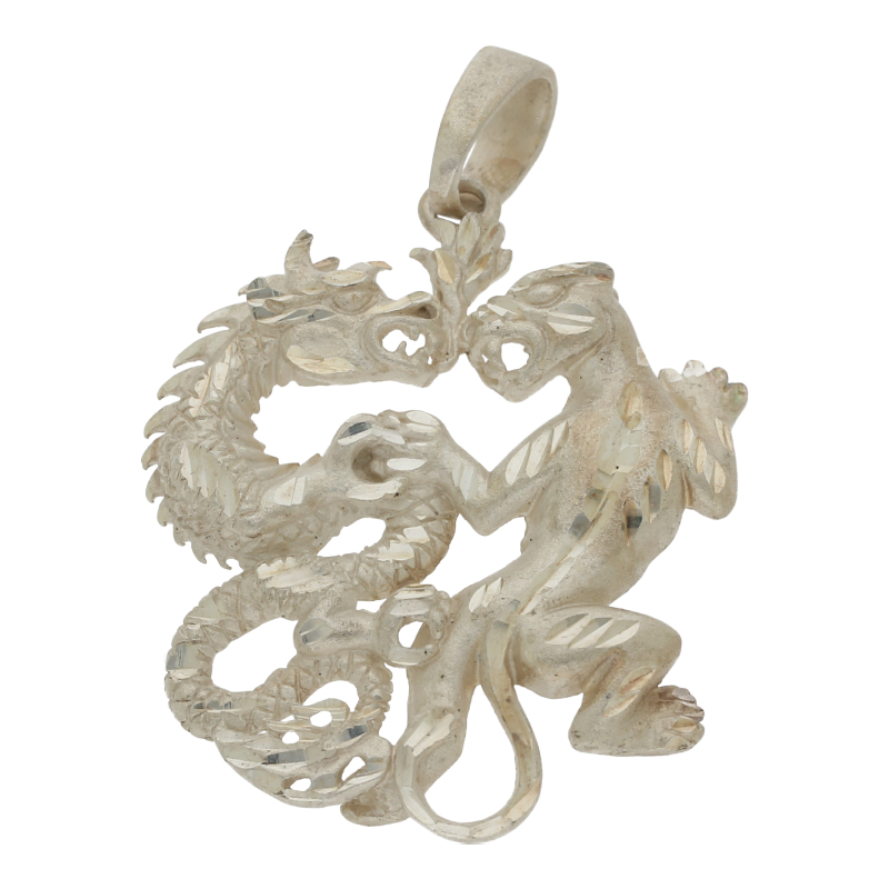 Anhänger Drache und Panther 925 Silber mattiert
