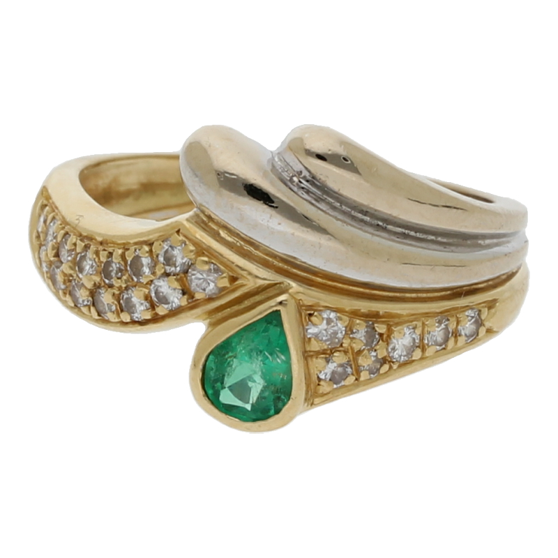 Smaragd Brillant Ring 18K/750 /NP ca. 1990 €