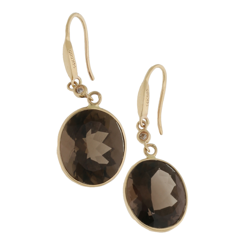 Rauchquarz Ohrhänger 585 Gelbgold Ohrringe