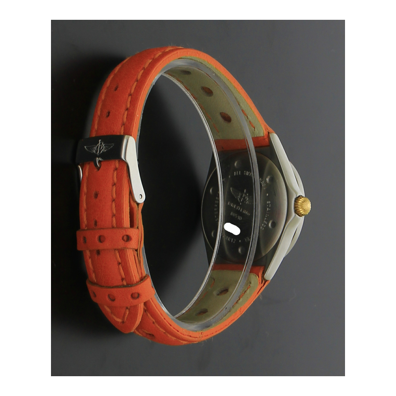 Breitling Callisto 80510 Quarz Stahl Gold Reiter orange Lederband