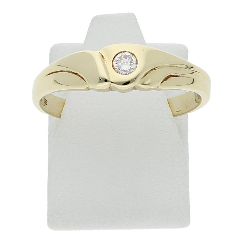 Diamantring 585/14 K Gelbgold 1 Brillant ca. 0,09ct. (H) Weiß (Vs) Sehr kleine Einschlüsse