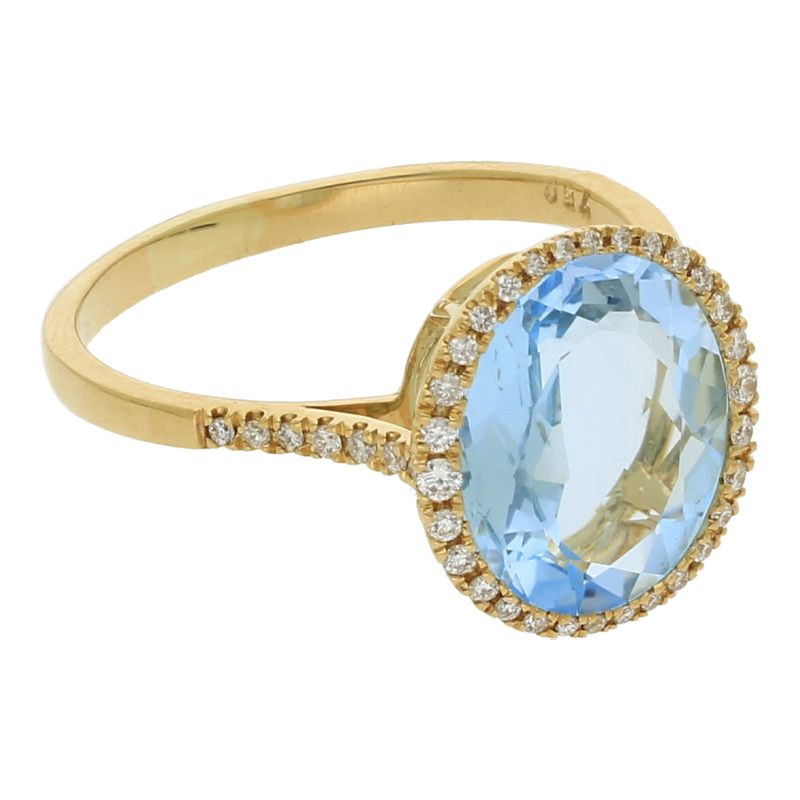 Moderner Topas Ring mit Brillanten 18K/750 Gold