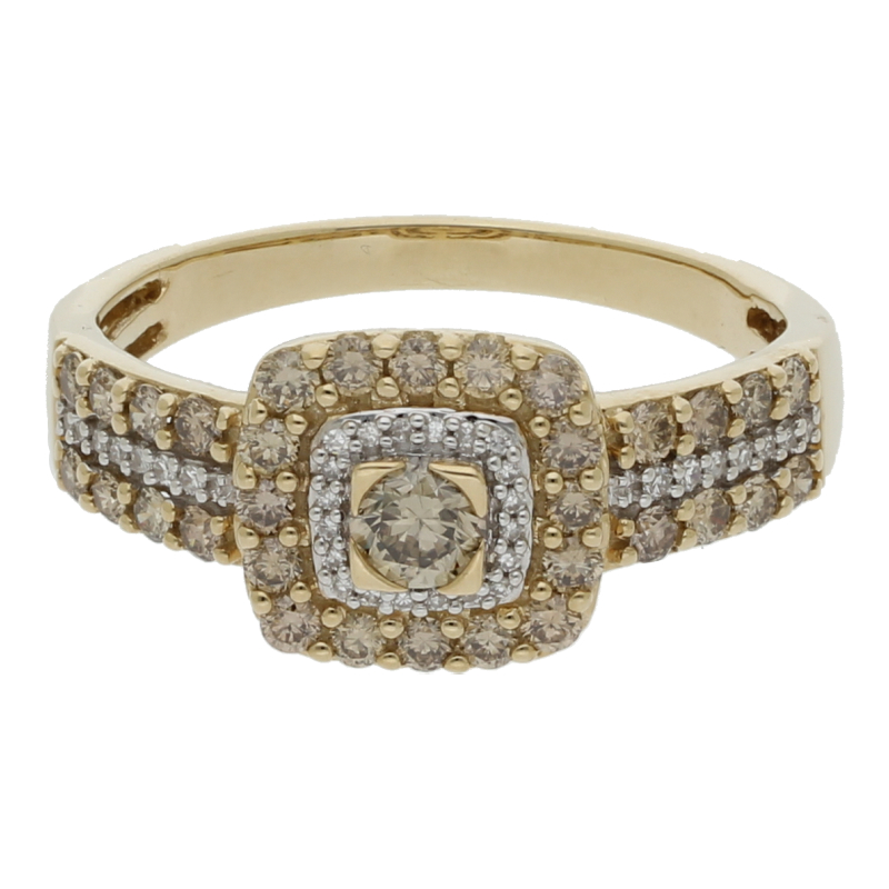 Diamantring 375/9 K Gelbgold Brillant ca. 1,5 ct Fancy 9,5 x 23,5 cm