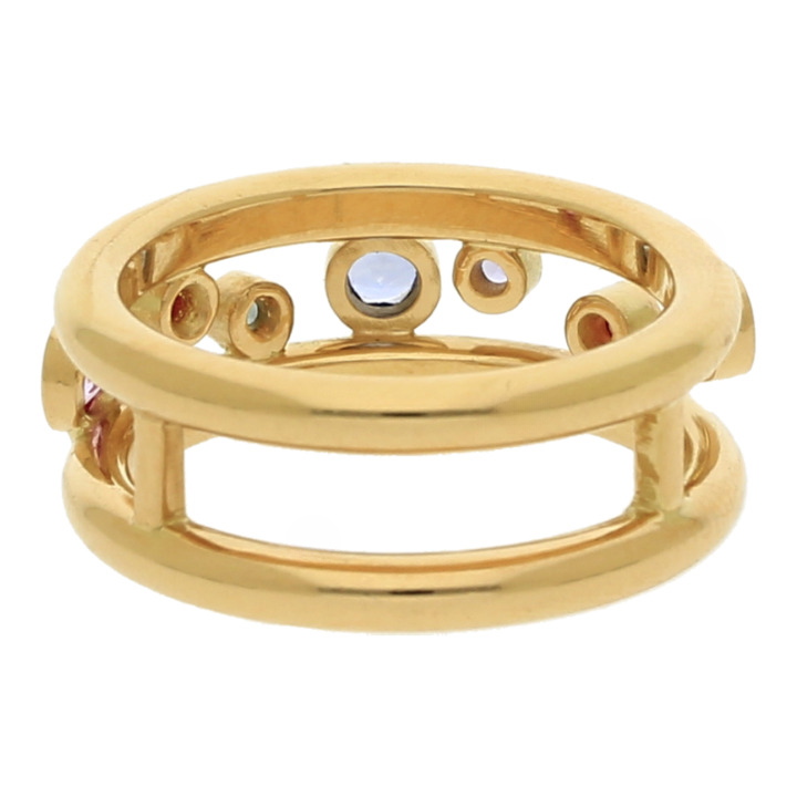 Ring mit verschiedenen Edelsteinen 750/ 18 K Gold