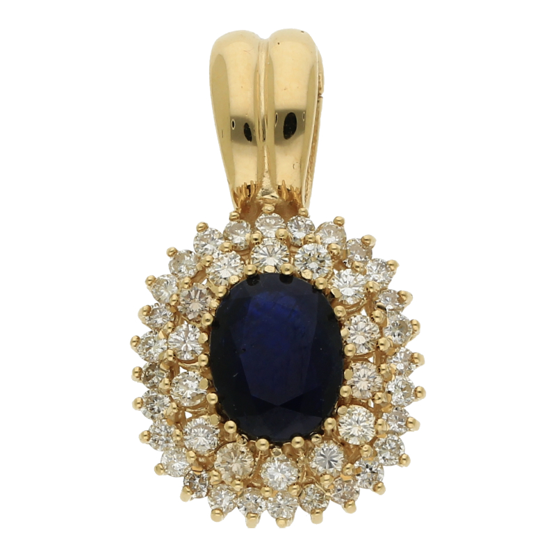 Safir Brillant Anhänger oder Clip 585/ 14 K Gold