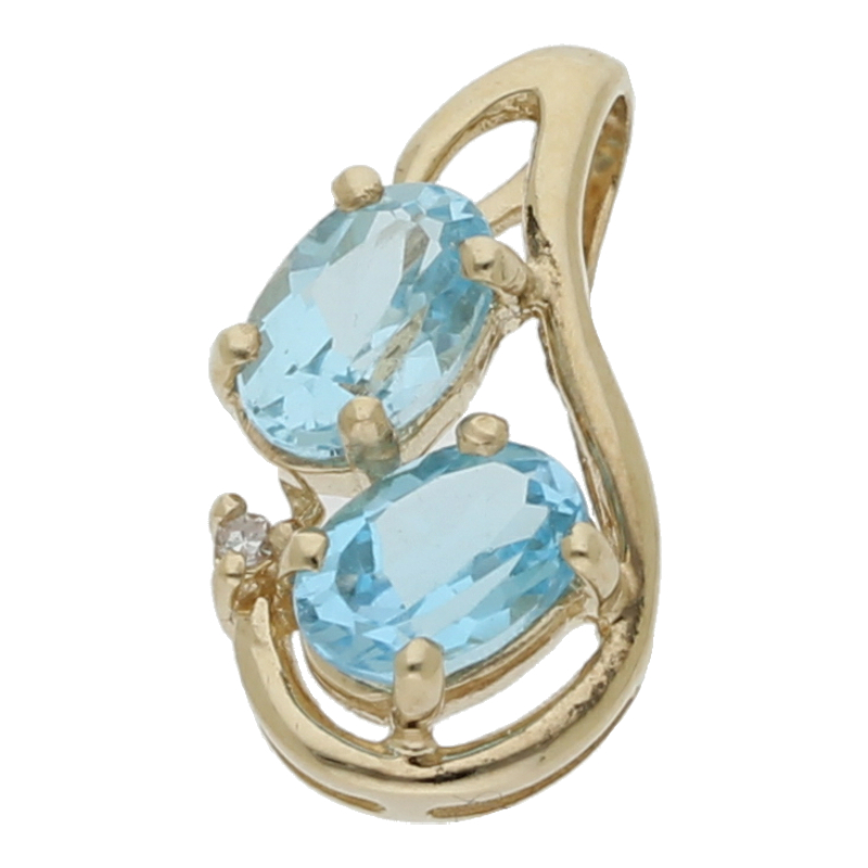 Blautopas Diamant Anhänger 333/ 8 K Gold