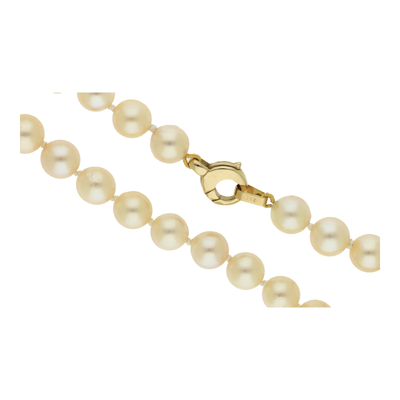 Farbstein 333/8 K Gelbgold Zuchtperlen Perlendurchmesser 8,0 mm Länge 42 cm