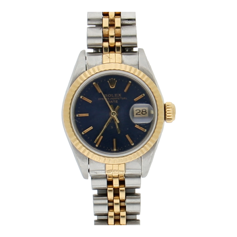 Rolex Datejust Lady 69173 Stahl/Gold 26mm Blau Automatik Vintage 1984