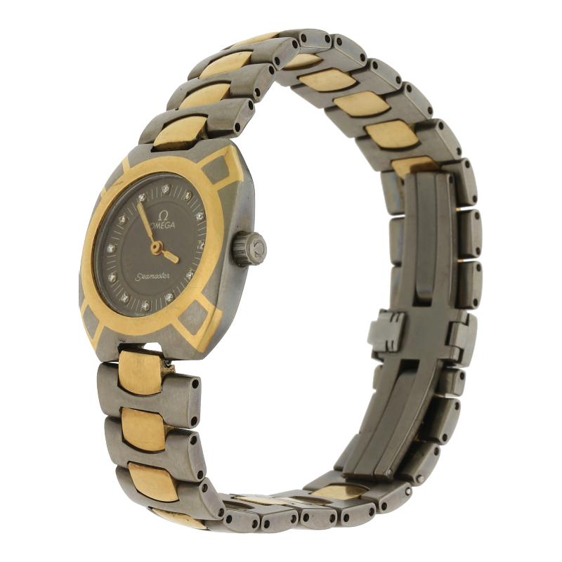 Omega Seamaster Polaris Lady 5960053 Titan 750 Gold Diamanten Vintage Quarz Sammleruhr