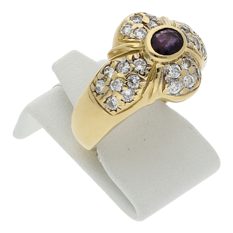 Farbstein Zirkonia Ring 750/ 18 K Gold