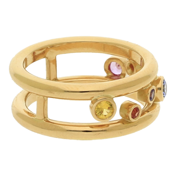 Ring mit verschiedenen Edelsteinen 750/ 18 K Gold