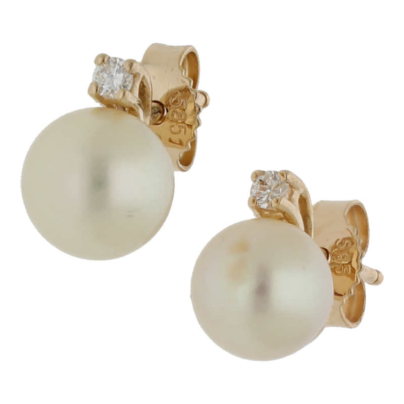 Zuchtperle Brillant Ohrstecker 585/ 14 K Gold