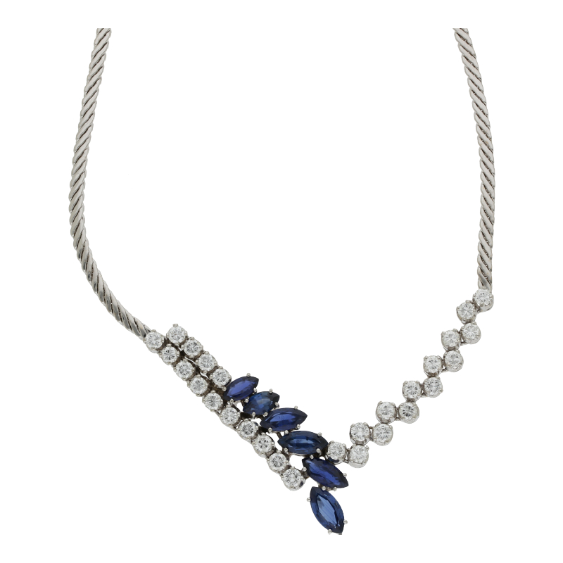 Elegantes Saphir-Diamant-Collier Wert ca. 7280,00
