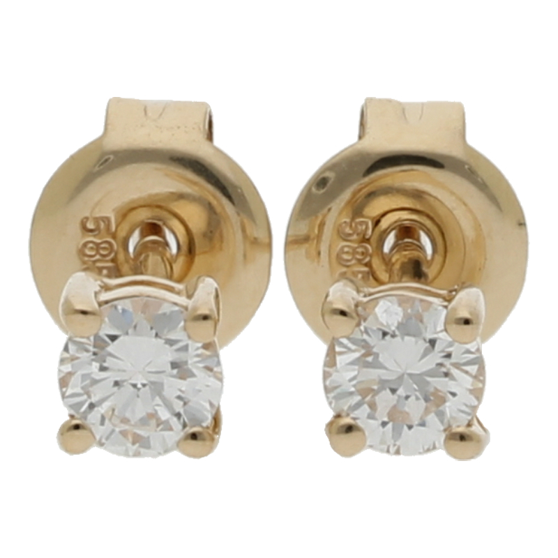 Diamantohrringe 585/14 K Gelbgold Ohrstecker 2 Brillanten ca. 0,22ct. (H) Weiß (vvs) Sehr, sehr kleine Einschlüsse