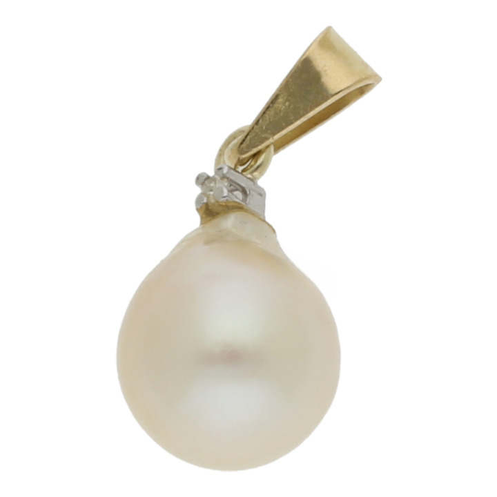 Zuchtperle Diamant Anhänger 585/ 14 K Gold