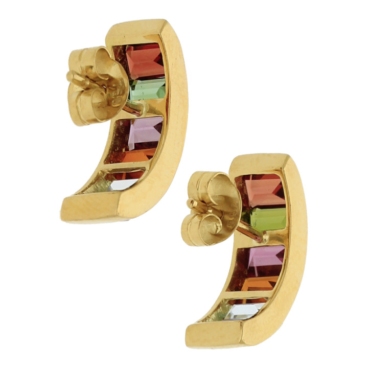 Rainbow Edelstein Creolen Ohrstecker 750 Gold
