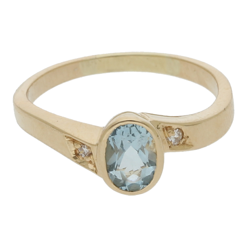 Blautopas Brillant Ring 585/ 14 K Gold