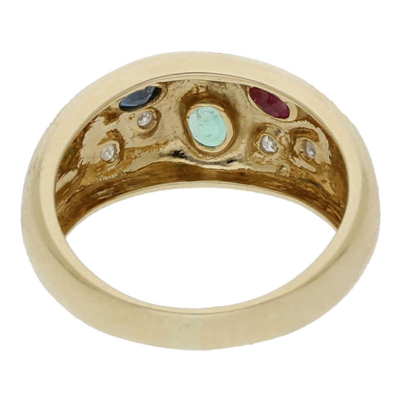 Rubin Saphir Smaragd Diamant Ring 585/ 14 K Gold