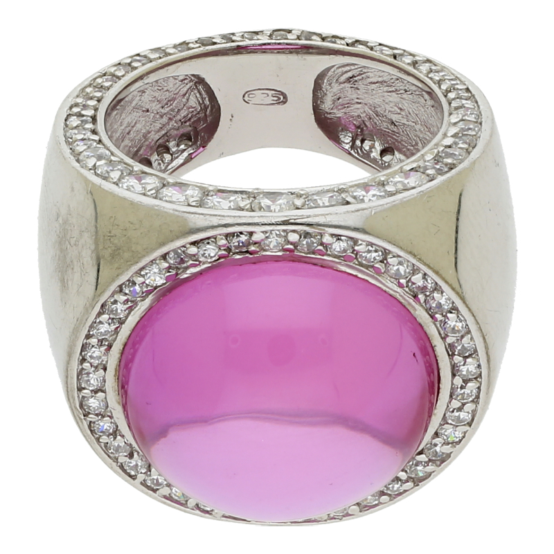 Farbsteinring mit pinkfarbenem Stein 925/Silber
