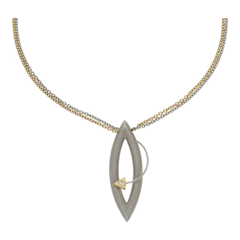 Brillant Anhänger mit Kette 950/ Platin und 750/ Gold