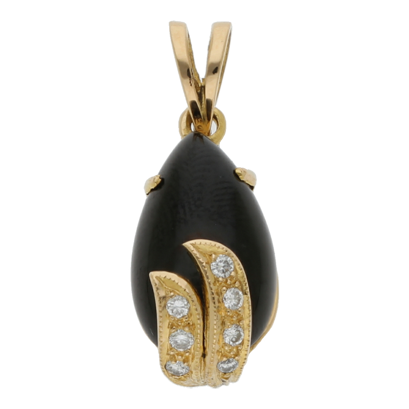 Onyx Brillant Anhänger 750/ 18 K Gold