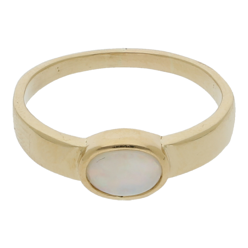 Solitär Opal Ring 585 Gelbgold Gr 58