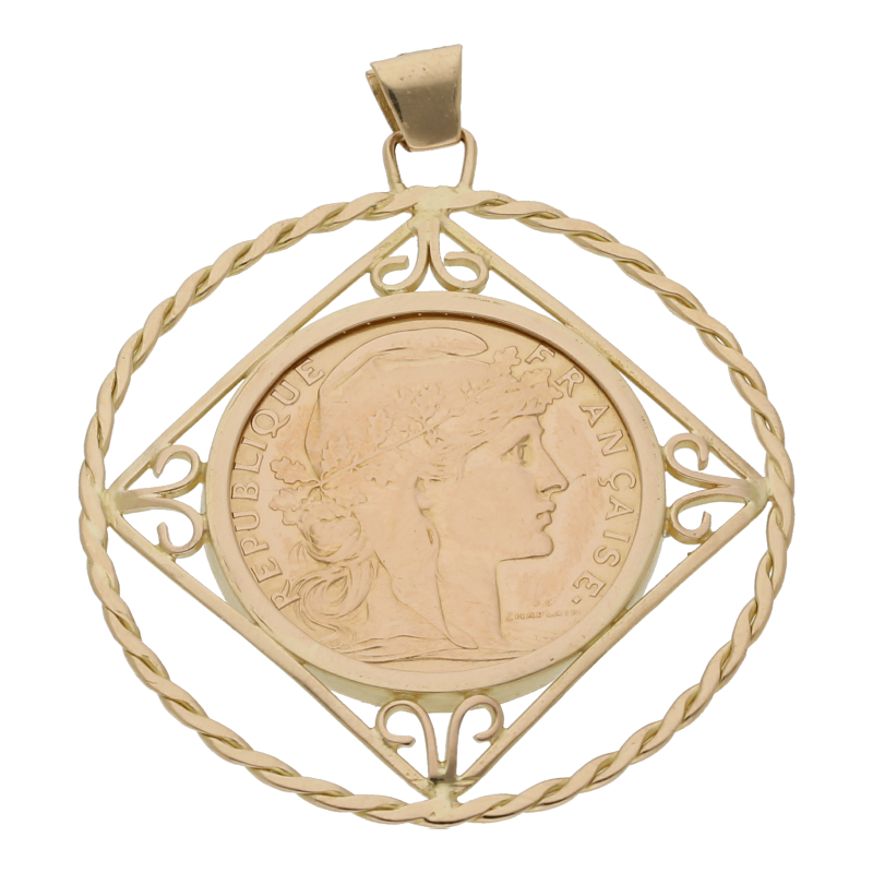 Anhänger mit Goldmünze 20 Francs Vintage