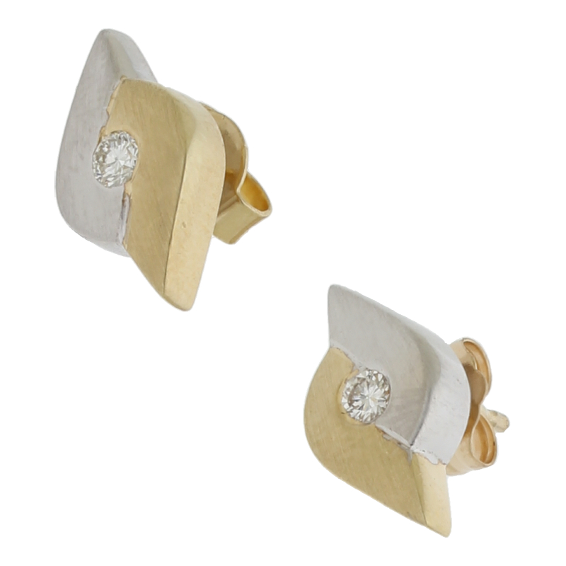 Solitär Diamant Ohrringe 2-farbig