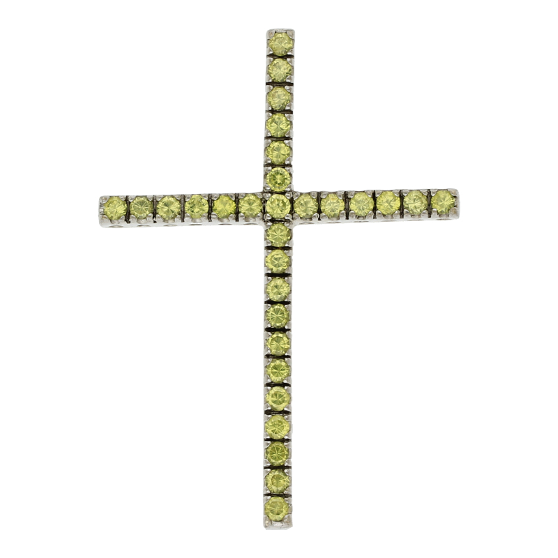 Kreuz Anhänger mit grünen Steinen Silber/925