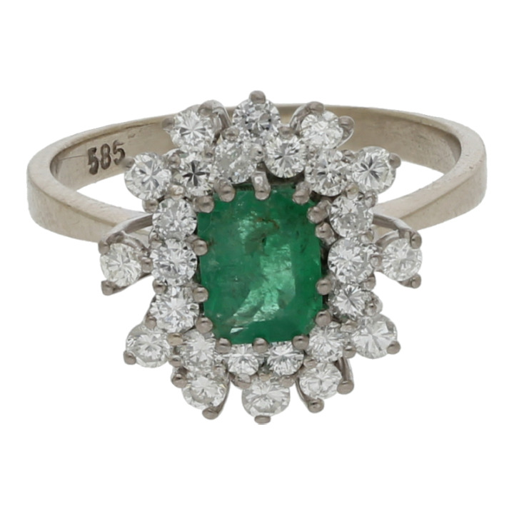 Engagement/Verlobungsring , ca. 1970 Smaragd/Gutachten