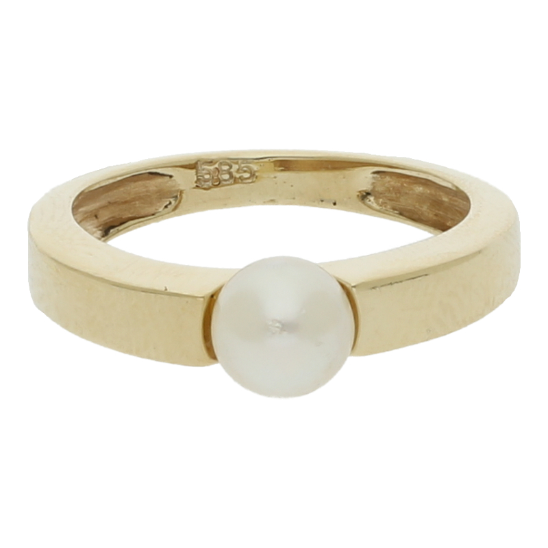 Farbsteinring 585/14 K Gelbgold Zuchtperlen Weite 54