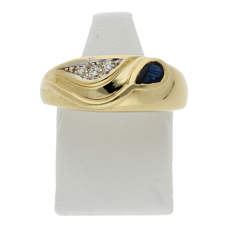 Ring 585/14 K Gelbgold Saphir Brillant ca.0,023ct.  (H) Weiß (Si) Kleine Einschlüsse