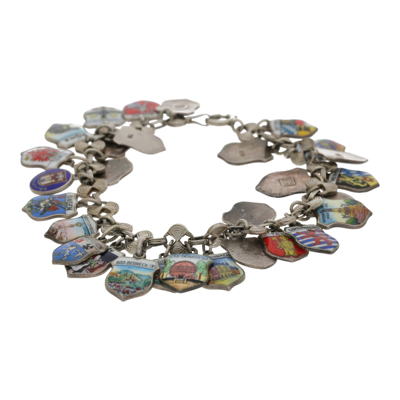 Armband mit verschiedenen Stadtwappen 800 Silber