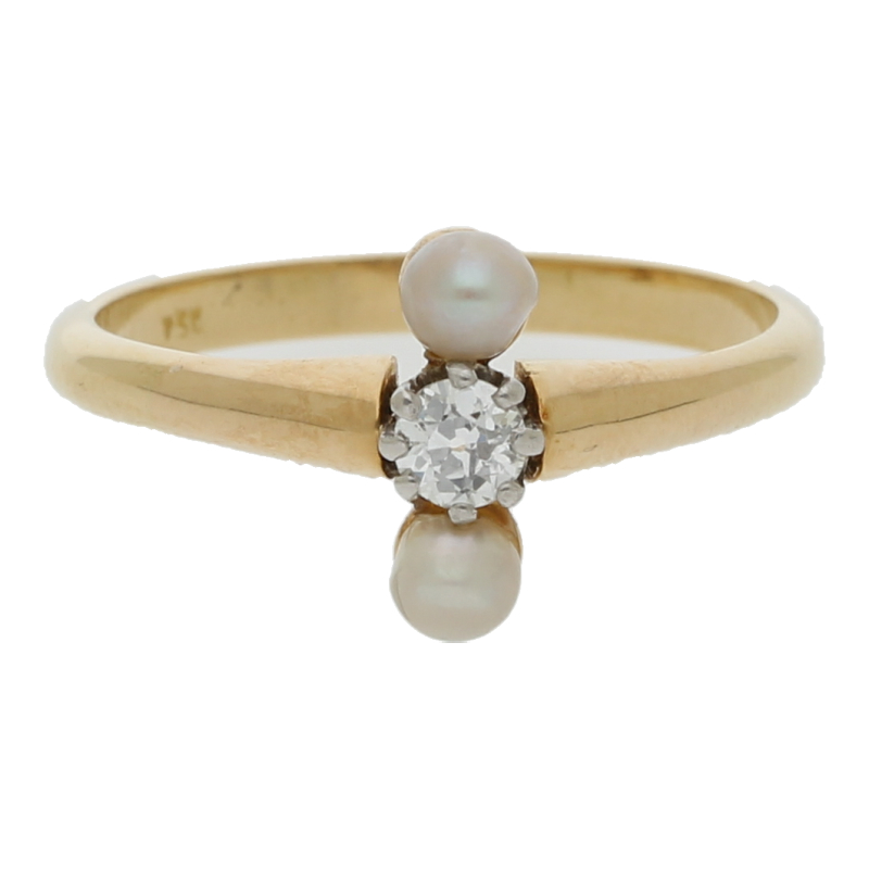 Antiker Ring m. Perlen und Diamant