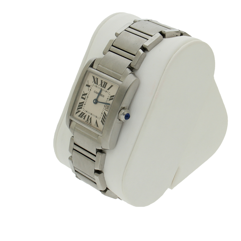 Cartier Tank Française W51011Q3 2000 Edelstahl Quarz Full Set neue Batterie