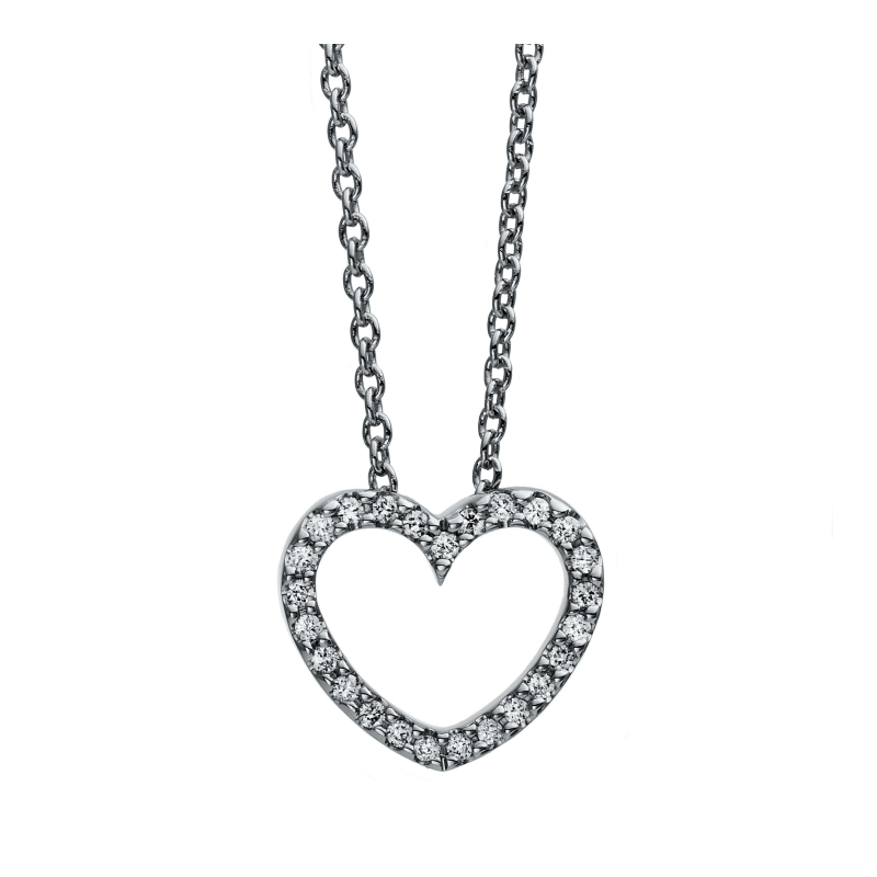 Brillant Herz Collier 42 cm Länge 750/ 18 K Gold