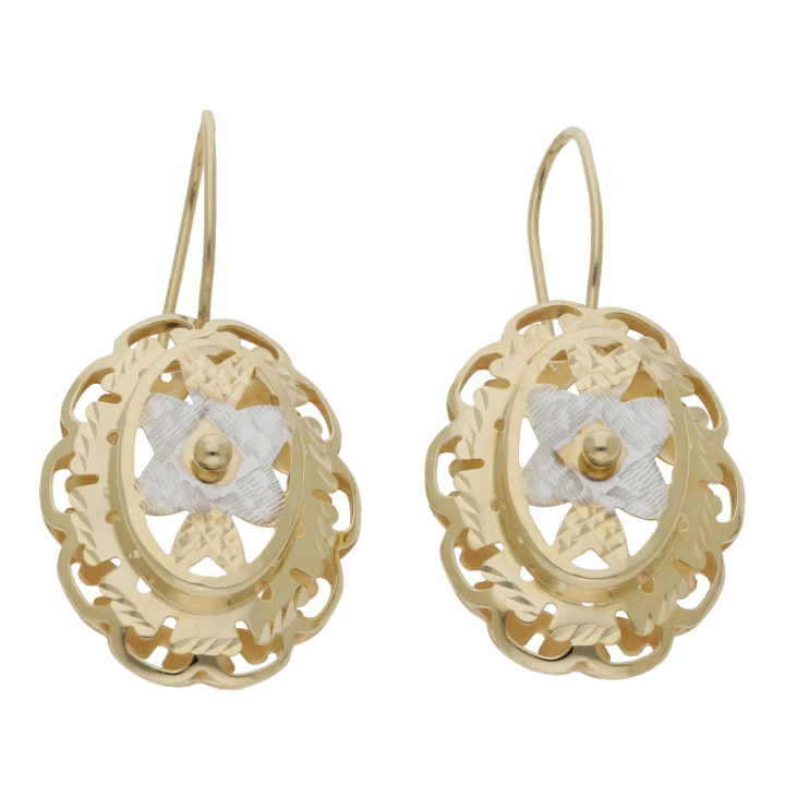 Große Ohrringe Gold 46 x 22 mm