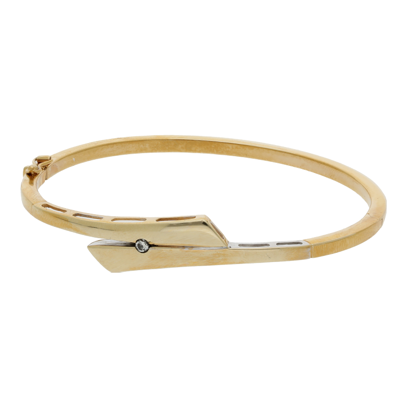 Armreif 375/9 K Gelbgold 1 Brillant ca. 0,05ct.  (H) Weiß (Si) Kleine Einschlüsse Innendurchmesser 6,0 cm