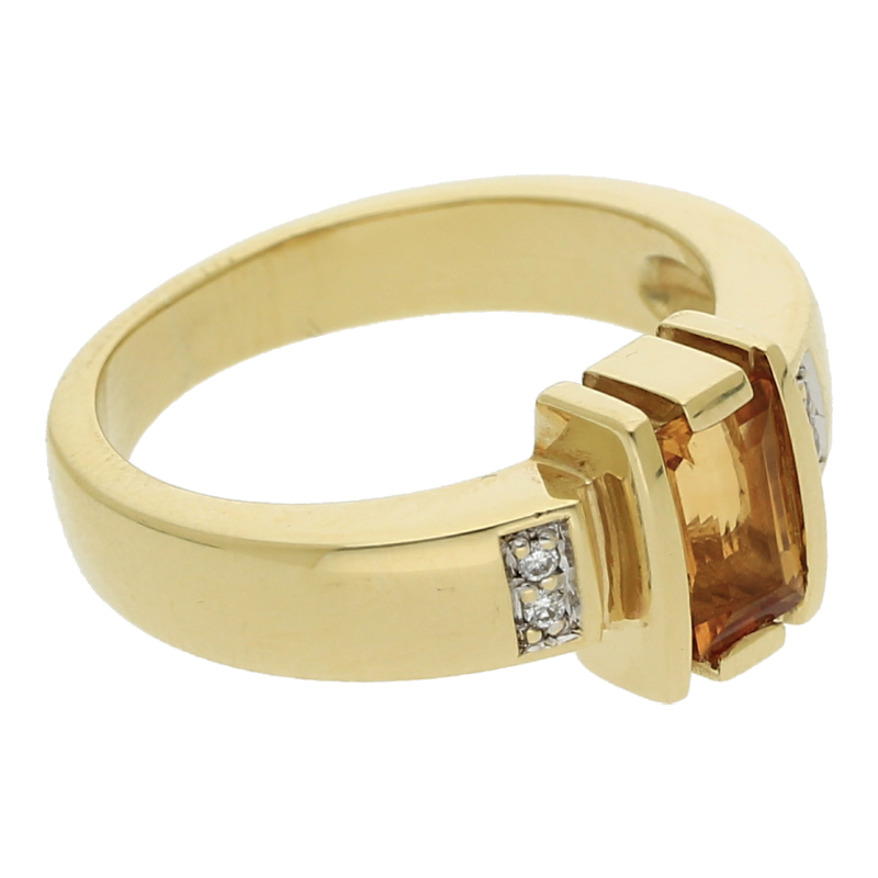 Citrin Brillant Ring 585/ 14 K Gold
