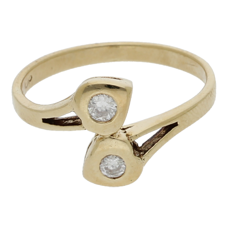 Diamantring 585/14 K Gelbgold 2 Brillanten ca. 0,20ct.  (H) Weiß (P1) Deutliche Einschlüsse