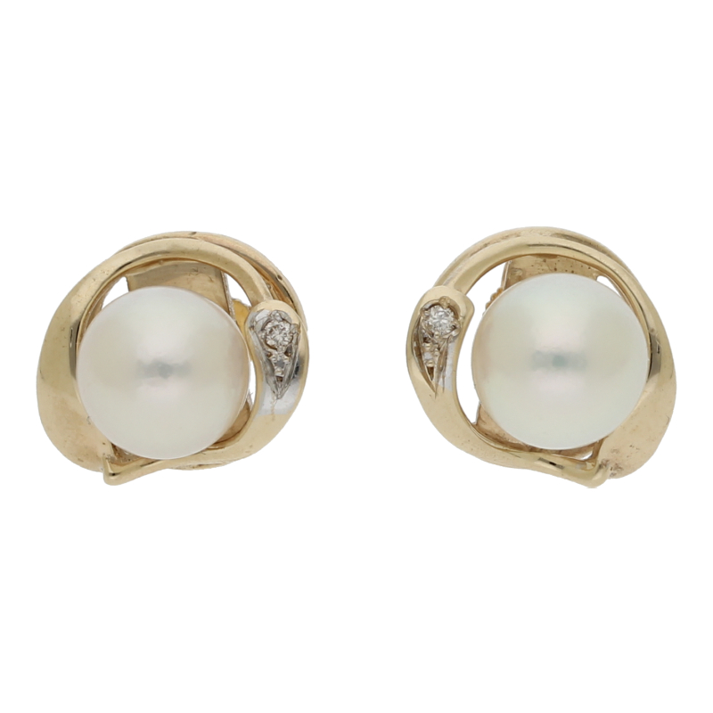 Diamant-Perl Ohrstecker 375 / 9ct Gold