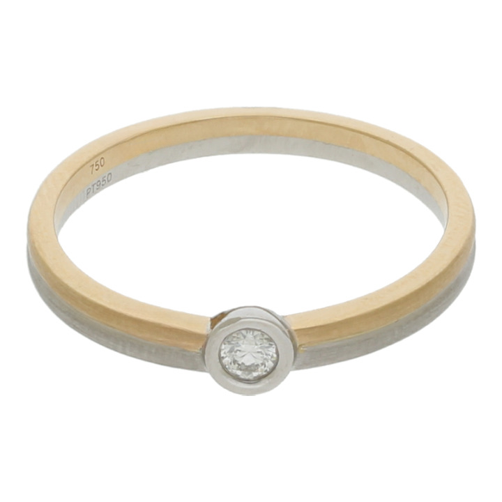 Solitär Brillant Ring 0,09 si 750 Gold 950 Platin