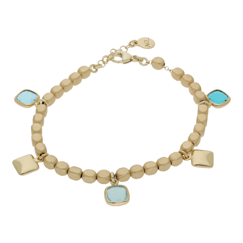 Armband mit Farbsteinen Länge 21 cm 925/- Silber vergoldet