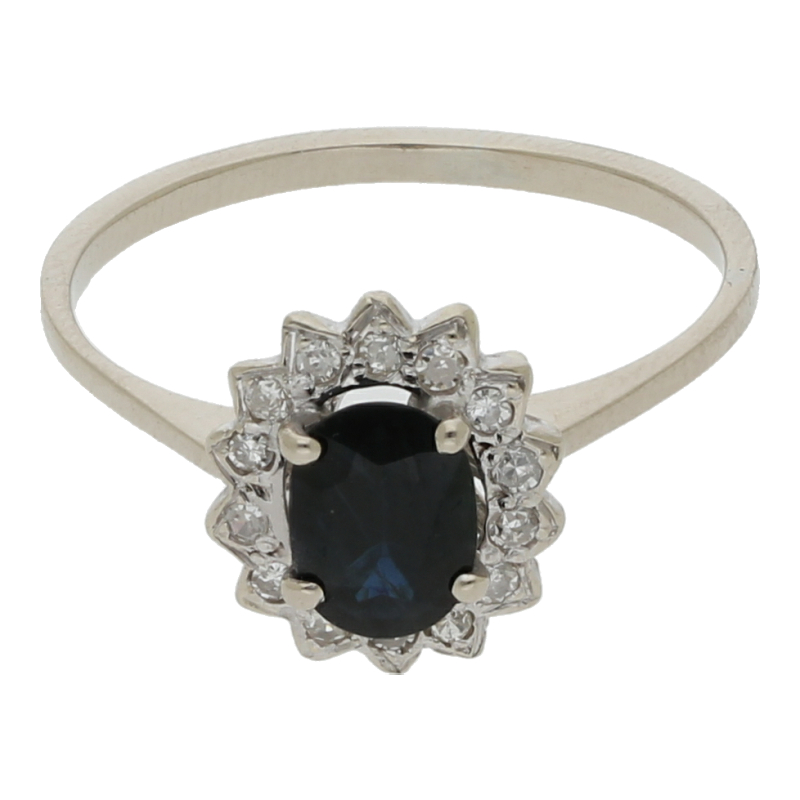 Saphir Diamant Ring 750 Weißgold Gr 57