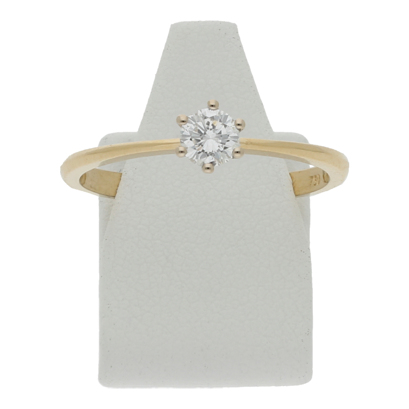 Solitärring 750 /18 K Gelb-/Weißgold 1 Brillant 0,32ct.  (F-G) Feines Weiß (Si) Kleine Einschlüsse