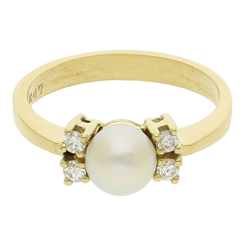 Zuchtperle Brillant Ring 585/ 14 K Gold
