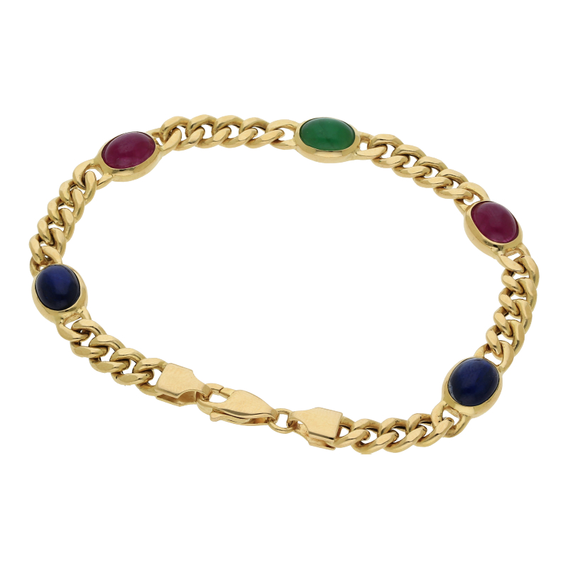 Rubin Saphir Smaragd Armband 585/ 14 K Gold
