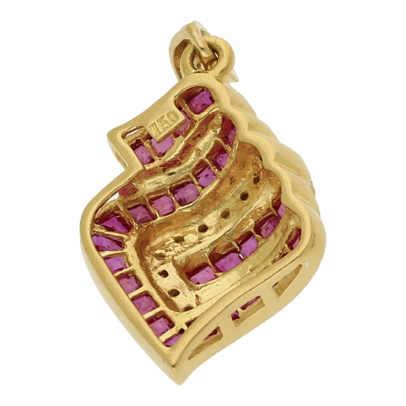 Rubin Brillant Anhänger 750/ 18 K Gold