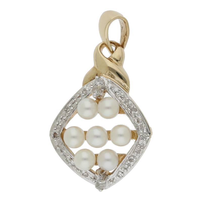 Farbsteinanhänger mit Diamant 585/14 K Gelbgold Zuchtperlen Diamanten , ca. 15 x 25 mm